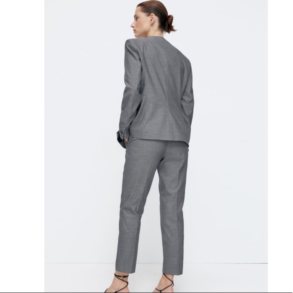 NEW! Zara SUIT SET Heathered Tailored Blazer and Cigarette Pants - Picture 2 of 16
